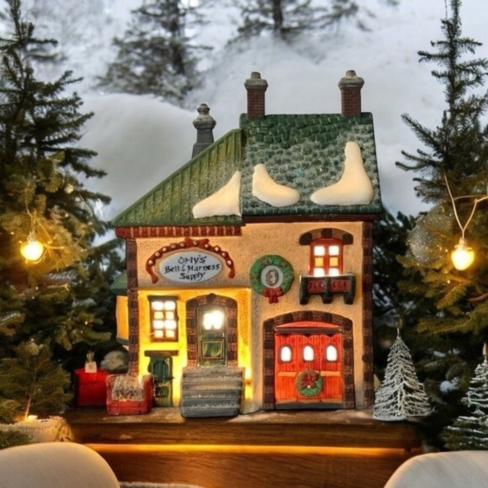 Vintage Dept 56 North Pole Orlys Bell & Harness Supply Ceramic Christmas Village